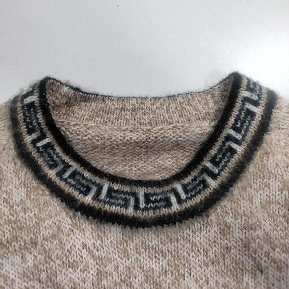 Vintage 70s Knit Aztec Alpaca Wool Sweater Tribal Western Peruvian Men's Medium - Picture 4 of 5
